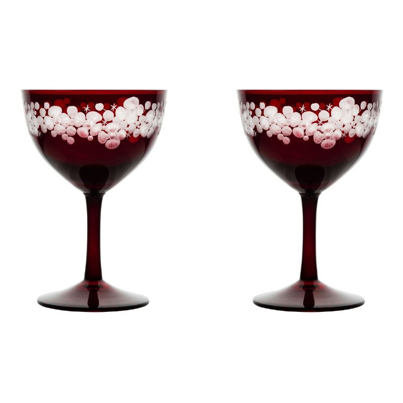 Cristobelle Champagne Saucer Pair - Ruby Red