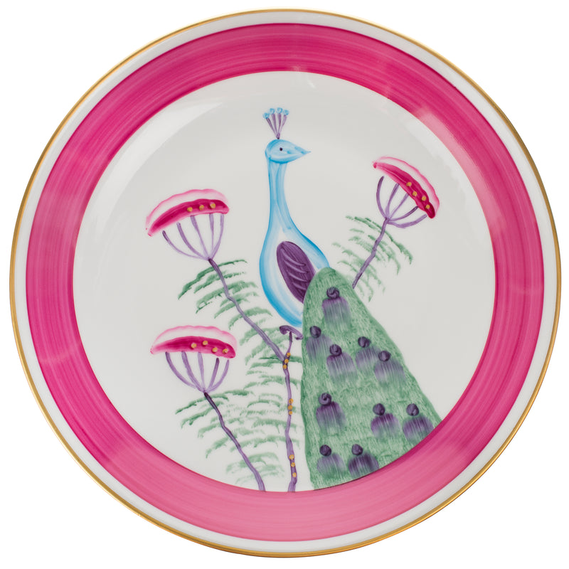 Peacock Dinner Plate Set Fuchsia Pink