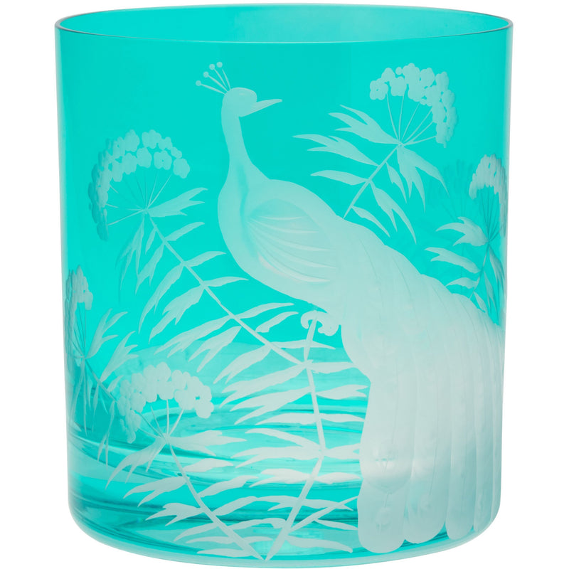 Moira Peacock & Blossom Double Old Fashioned Tumbler Teal