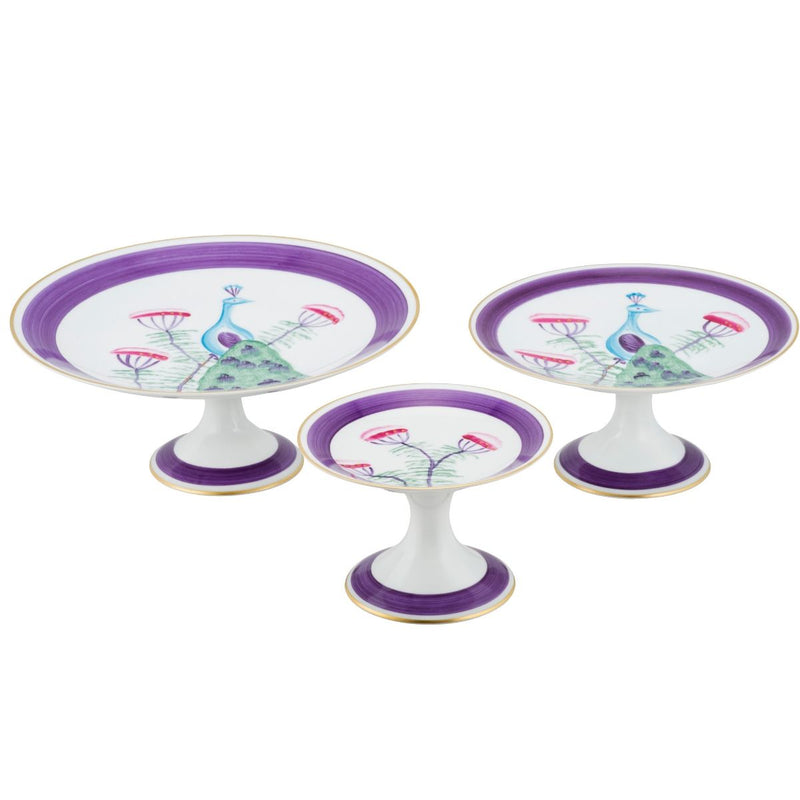 Peacock & Blossom Cake Stands Amethyst Purple