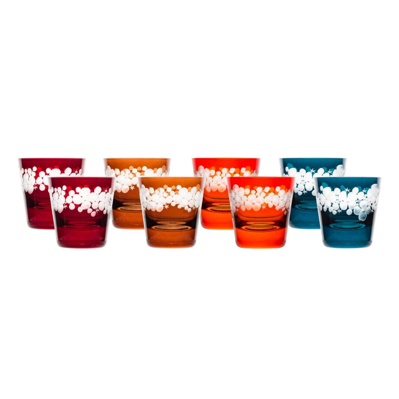 Tallulah Tipple Glass - Mixed Set Of 8 - Winter Colours