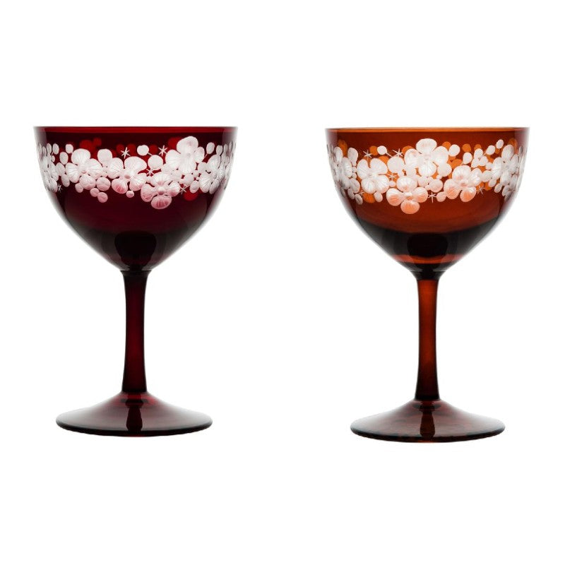 Cristobelle Champagne Saucer Pair - Toffee & Ruby