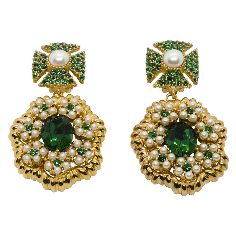 Lady Margerita Statement Earrings - Emerald Green - Sold Out