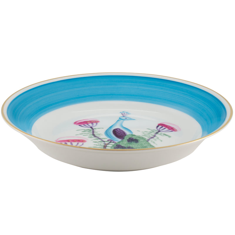 Peacock Pudding & Cereal Bowl Set Turquoise Blue