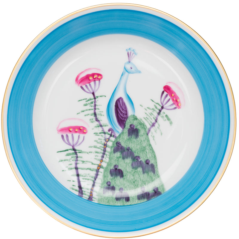 Peacock Charger, Presentation Plate Set Turquoise Blue