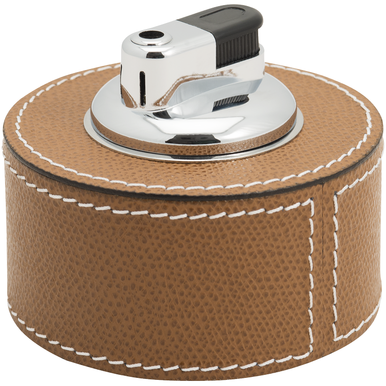 Leather Table Lighter - Tobacco Brown