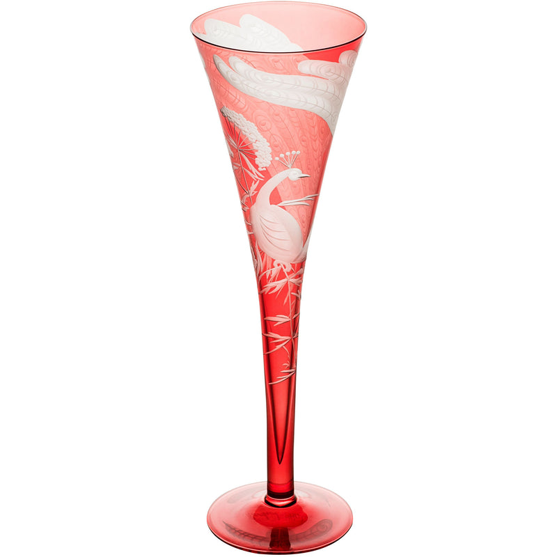 Peacock & Blossom Champagne Flute Set - Rose Pink