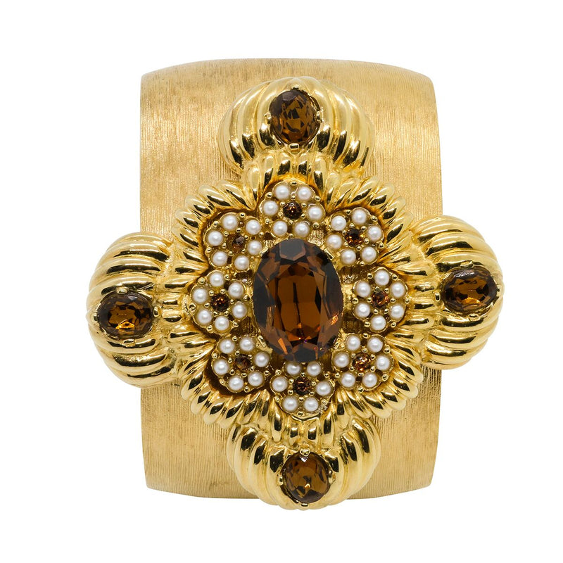 Lady Leonarda Cuff - Gold & Smoked Topaz - Sold Out