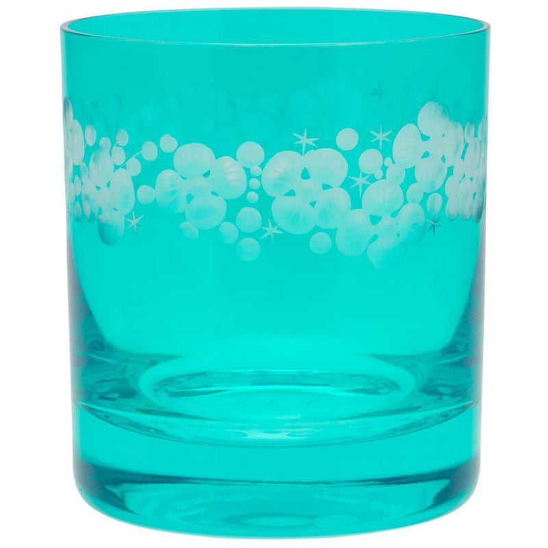 Moira Lace Cap Hydrangea Double Old Fashioned Tumbler Teal