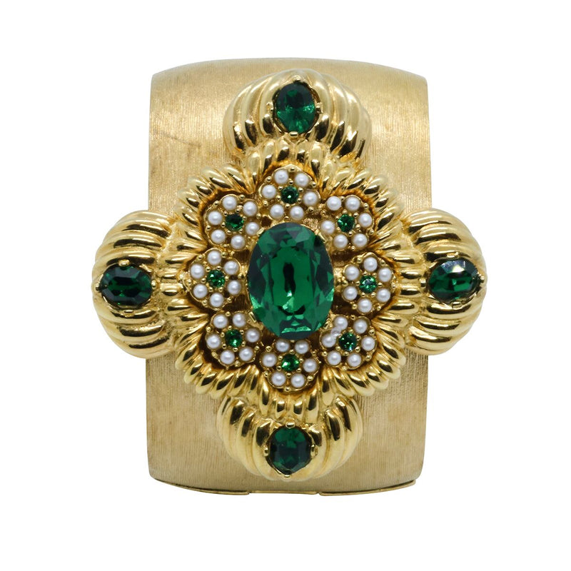 Lady Leonarda Cuff - Gold & Emerald Green - Sold Out