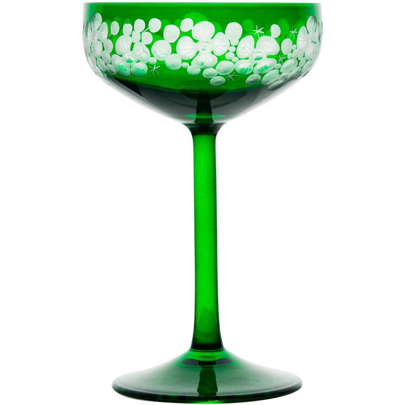 Isadora Champagne Saucer Emerald Green
