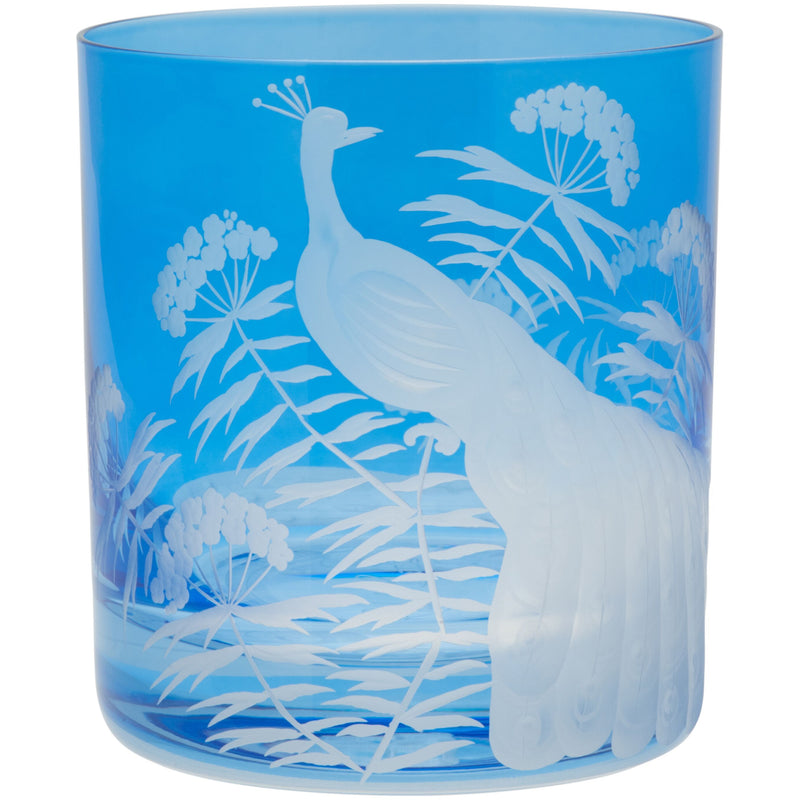 Moira Peacock & Blossom Double Old Fashioned Tumbler Sky Blue