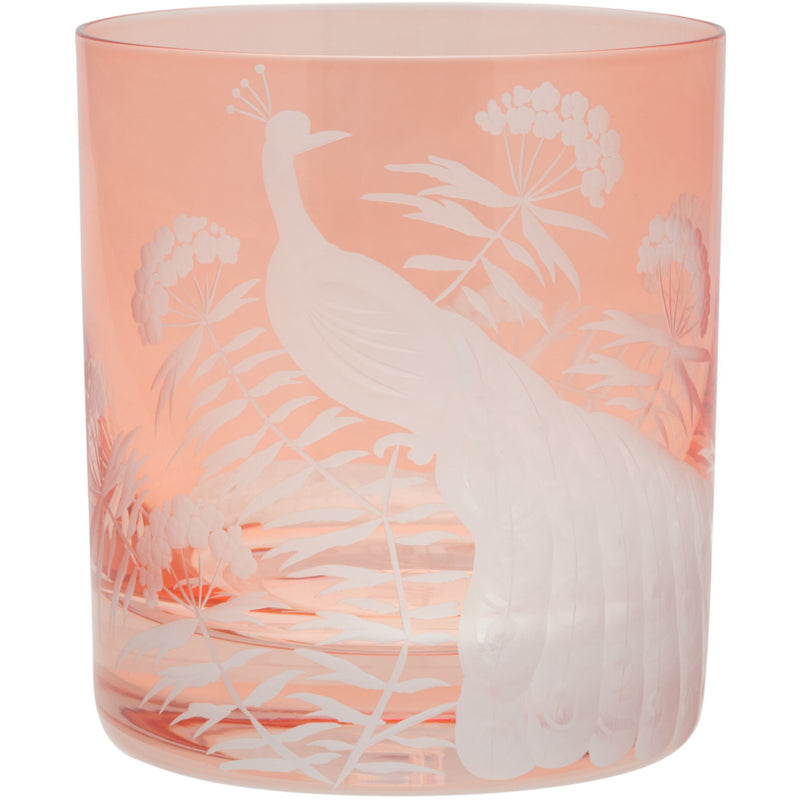 Moira Peacock & Blossom Double Old Fashioned Tumbler Flamingo Pink