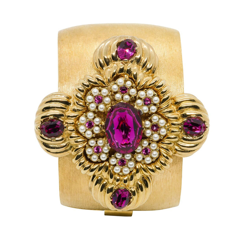 Lady Leonarda Cuff - Gold & Fuchsia - Sold Out