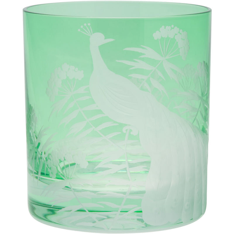 Moira Peacock & Blossom Double Old Fashioned Tumbler Peridot Green