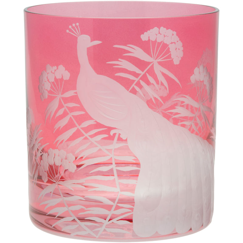 Moira Peacock & Blossom Double Old Fashioned Tumbler Rose Pink