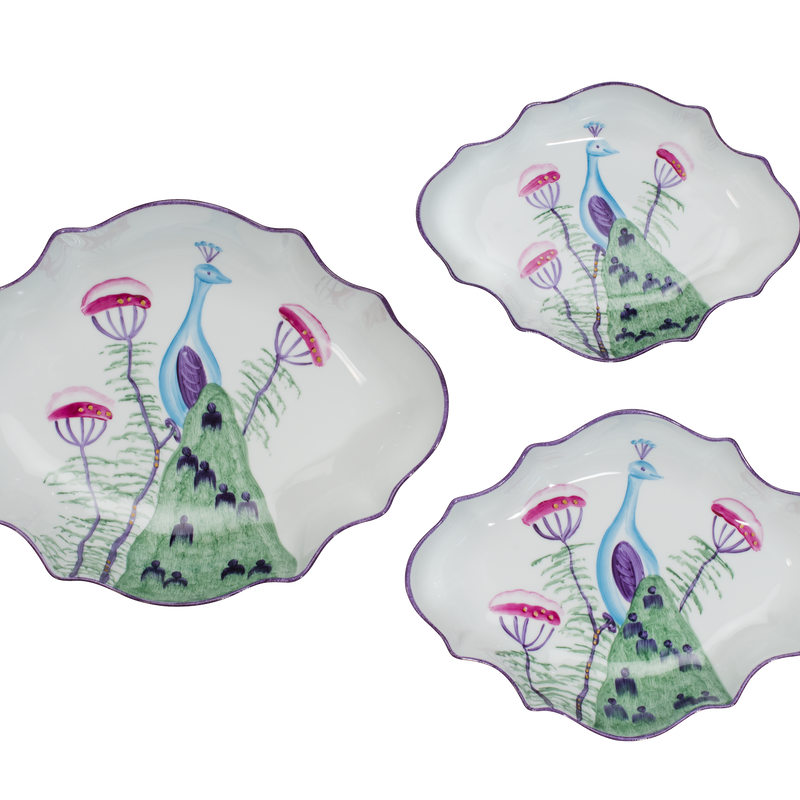 Peacock Scalloped Edge Serving Dish Large - Various Colours